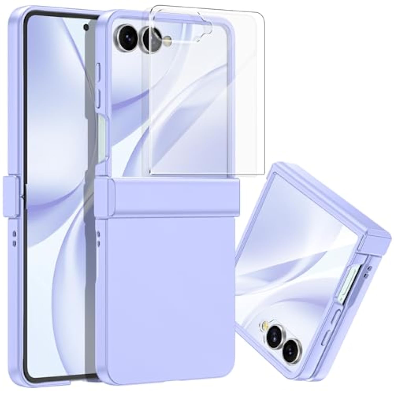 For Samsung Galaxy Z Flip 7 Case 2025 With Hinge Protection & Built-In Screen Protector, Military Grade Drop Protection Slim Shockproof Full Body Rugged Phone Cover Anti-Fingerprint, Lavender