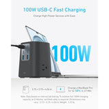 Anker Charging Station (100W), 9-in-1 USB-C Power Strip with 300J Surge Protection, for iPhone 16 & MacBook, 5 ft Flat Cable and Plug, 4 USB-C and 2 USB-A Ports, 3 AC Outlets, for Home, Office