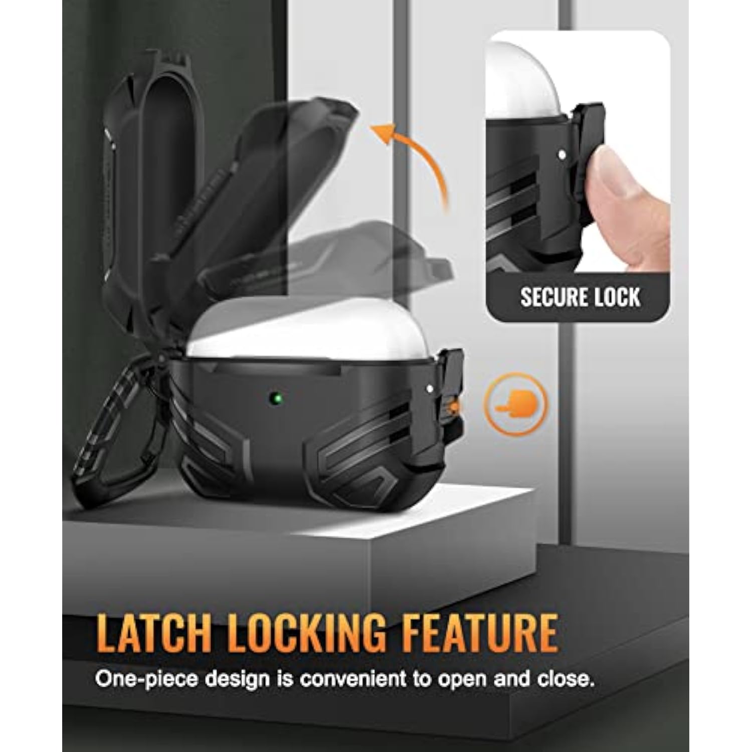 For Airpods Pro 2 Case Cover With Lock, Compatible With Airpod Pro Case 2Nd/1St Gen With Cleaner Kit & Keychain, Military Grade Shockproof Protective Case For Men(2023/2022/2019), Black