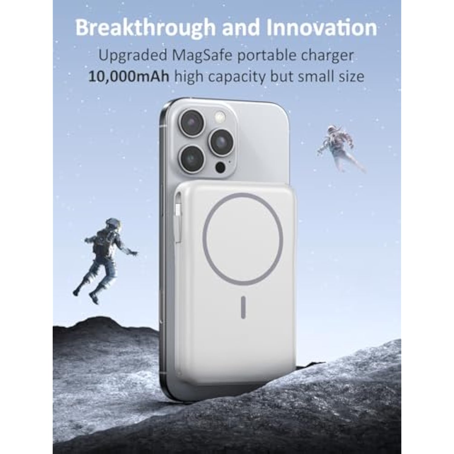 For Magsafe Battery Pack, 5 In 1 Portable Charger With Built In Cable, Magnetic 10000Mah Power Bank, Usb-C Fast Charging Battery Pack, Compatible With Iphone 16/15/14/13 Pro/Pro Max, Samsung Series