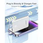 Portable Phone Charger Built In Cable Small 6000Mah Power Bank With Cables, Slim Lightweight External Battery Pack Usb C Battery Charger For Cell Phone And More