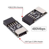 Cy Usb 2.0 9Pin Male To Usb 3.1 Type E Key-A Female Front Panel Socket To 9Pin