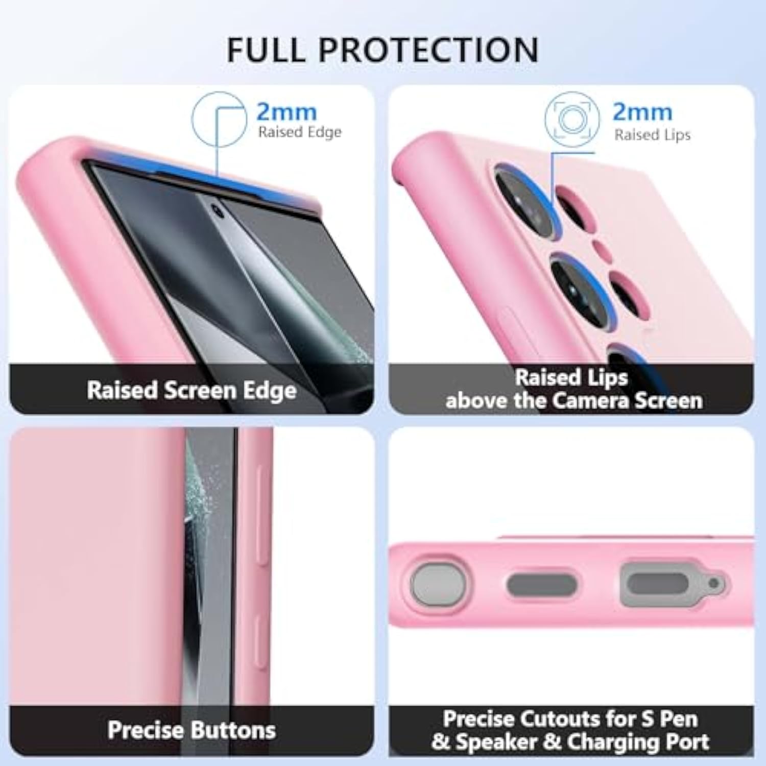 Silicone Case Compatible With Samsung Galaxy S24 Ultra 6.8 Inches, Tpu Rubber Gel Cover Support Wireless Charging, Anti-Scratch Shockproof Bumper Slim Fit For Galaxy S24 Ultra Case, Pink