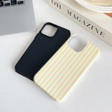 Cute Striped Phone Case for Women Compatible with iPhone 17 - 6.3" White