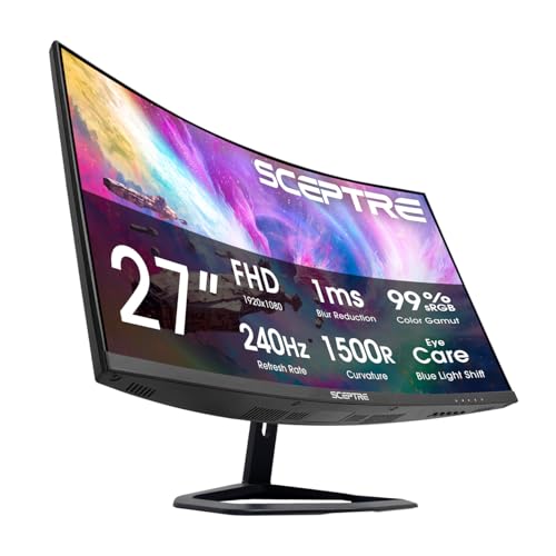 27-Inch Curved Gaming Monitor, Fhd 1080P, 240Hz, 1500R, Displayport & Hdmi X2, Built-In Speakers, Machine Black (C275B-Fwt240 Series, 2026)