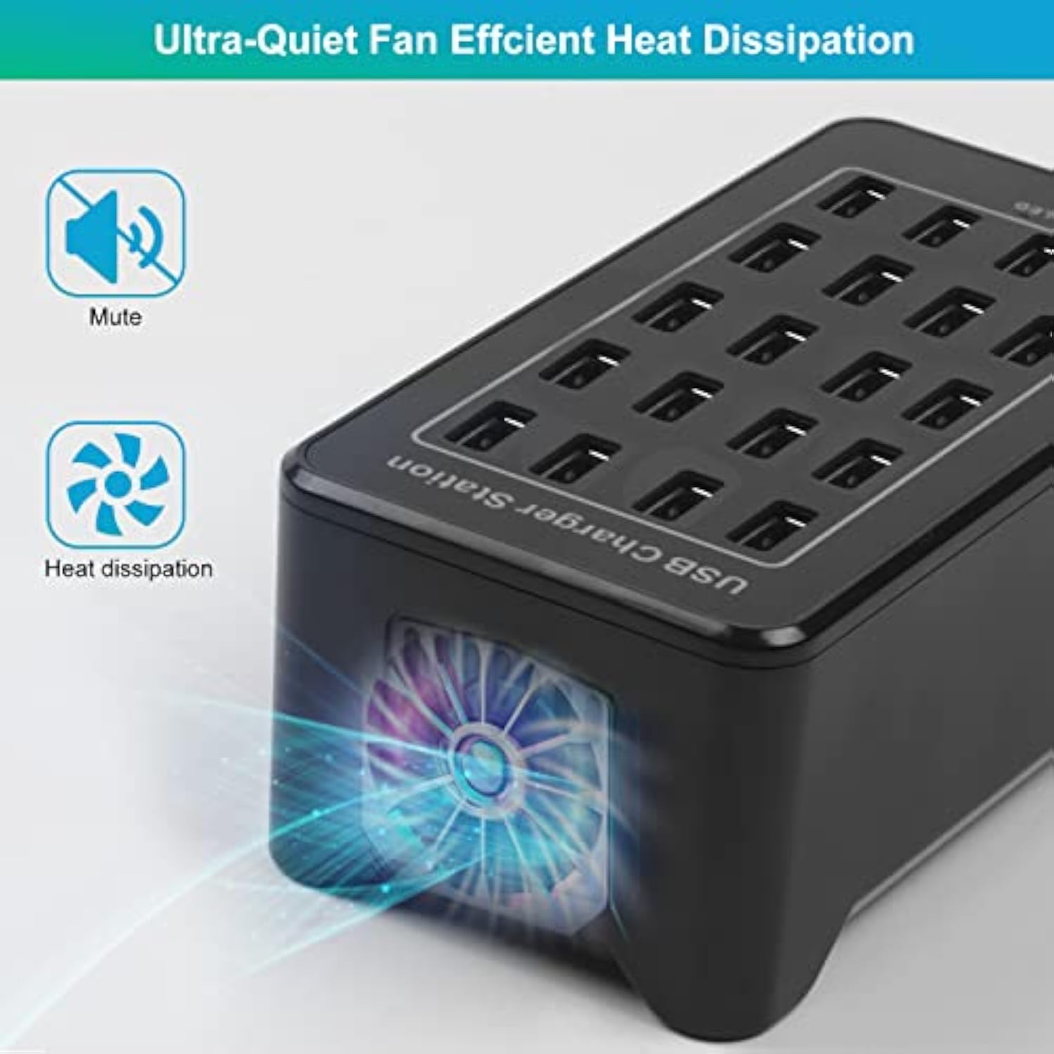 20-Port 100 W(20 A) Multiple Usb Charger Station? Multiport Usb Charging Station With Intelligent Detection, Compatible With Smartphones, Tablets, And More Devices