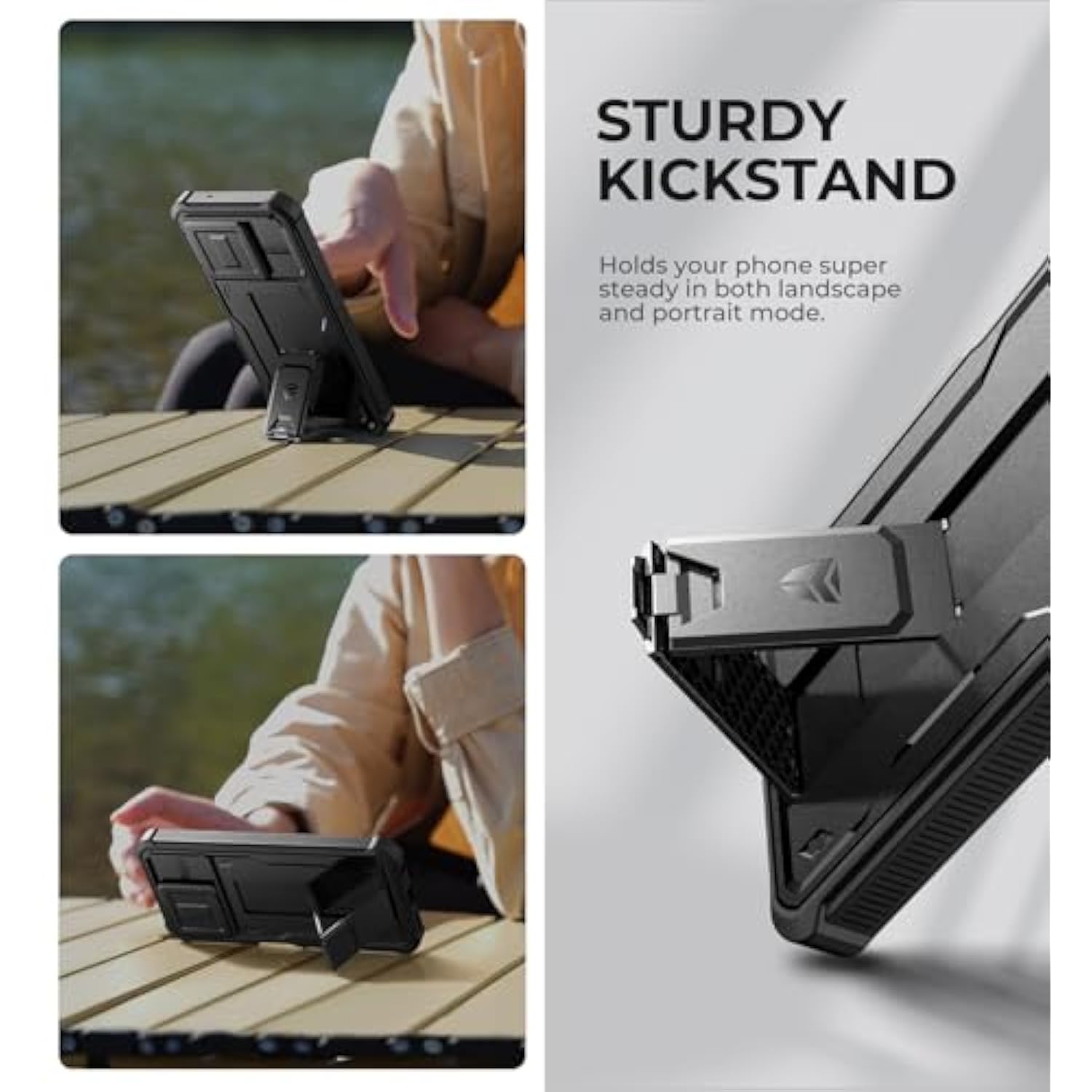 For Motorola Moto G-Power-5G-2025 Case, [2 Front Frame] [Built-In Magnetic Slide Camera Cover & Kickstand] Heavy Duty Protection Shockproof Phone Case With Screen Protector, 6.8 Inch Black