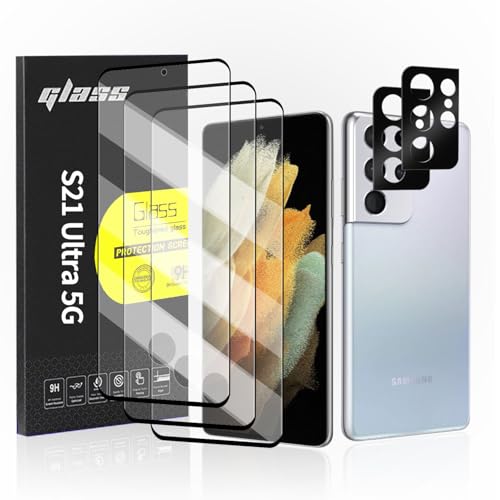 For Samsung Galaxy S21 Ultra Glass Screen Protector + Camera Lens Protector, 9Hd Tempered Glass, Case Friendly, Anti Scratch Bubble Free Ultra Resistant