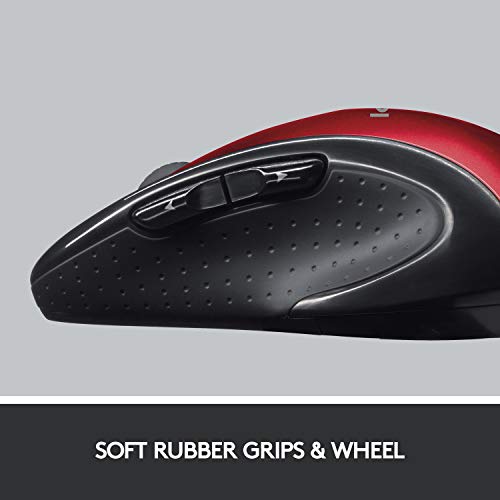 M510 Wireless Computer Mouse Comfortable Shape With Usb Unifying Receiver, With Back/Forward Buttons And Side-To-Side Scrolling - Red