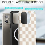 Compatible With Iphone 15 Pro Case [Compatible With Magsafe] -Shockproof Protective Slim Soft Tpu Cover Phone Case (Checkerboard, Iphone 15 Pro 6.1")