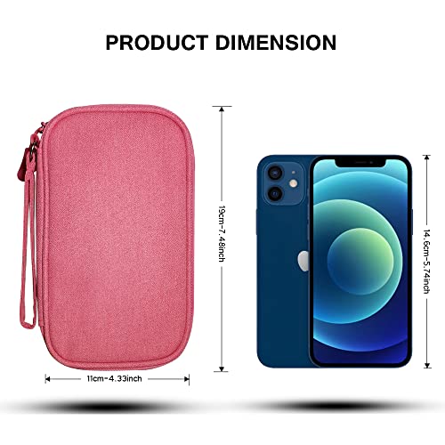Electronics Organizer Bag Pouch Cable Charger Organizer Travel Shockproof Cord Carrying Case For Earphone Powerbank Usb Hard Drive Sd Card (Pink)