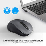 2.4G Wireless Mouse For Laptop, Ergonomic Computer Mouse With Usb Receiver And 3 Adjustable Levels, 6 Button Wireless Mice For Windows Mac Pc Notebook (Grey)
