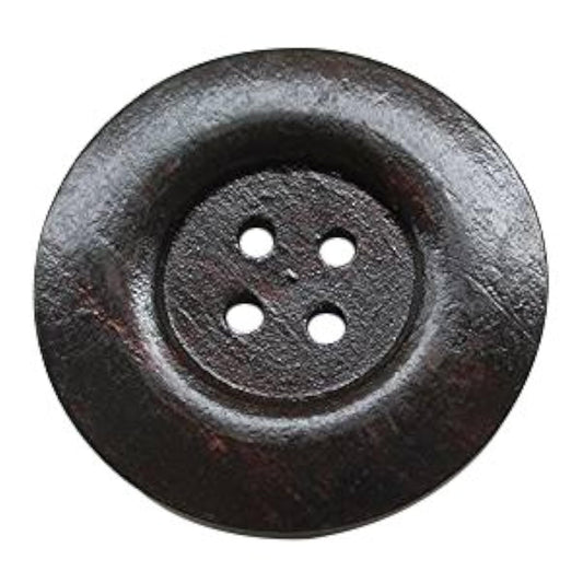 30Pcs 40Mm Brown Round Wood Buttons 4 Holes Craft Sewing Button