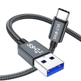 USB A to USB C Cable High Speed 10Gbps Data Transfer USB Type C Cable Fast Charging QC 3.0 AFC Braided USB to USB C Charger Cable for iPhone 15