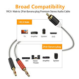Rca To Banana Plug Adapter Cable 6 Feet -2 Pack,Rca Male To Banana 2 Male Plug