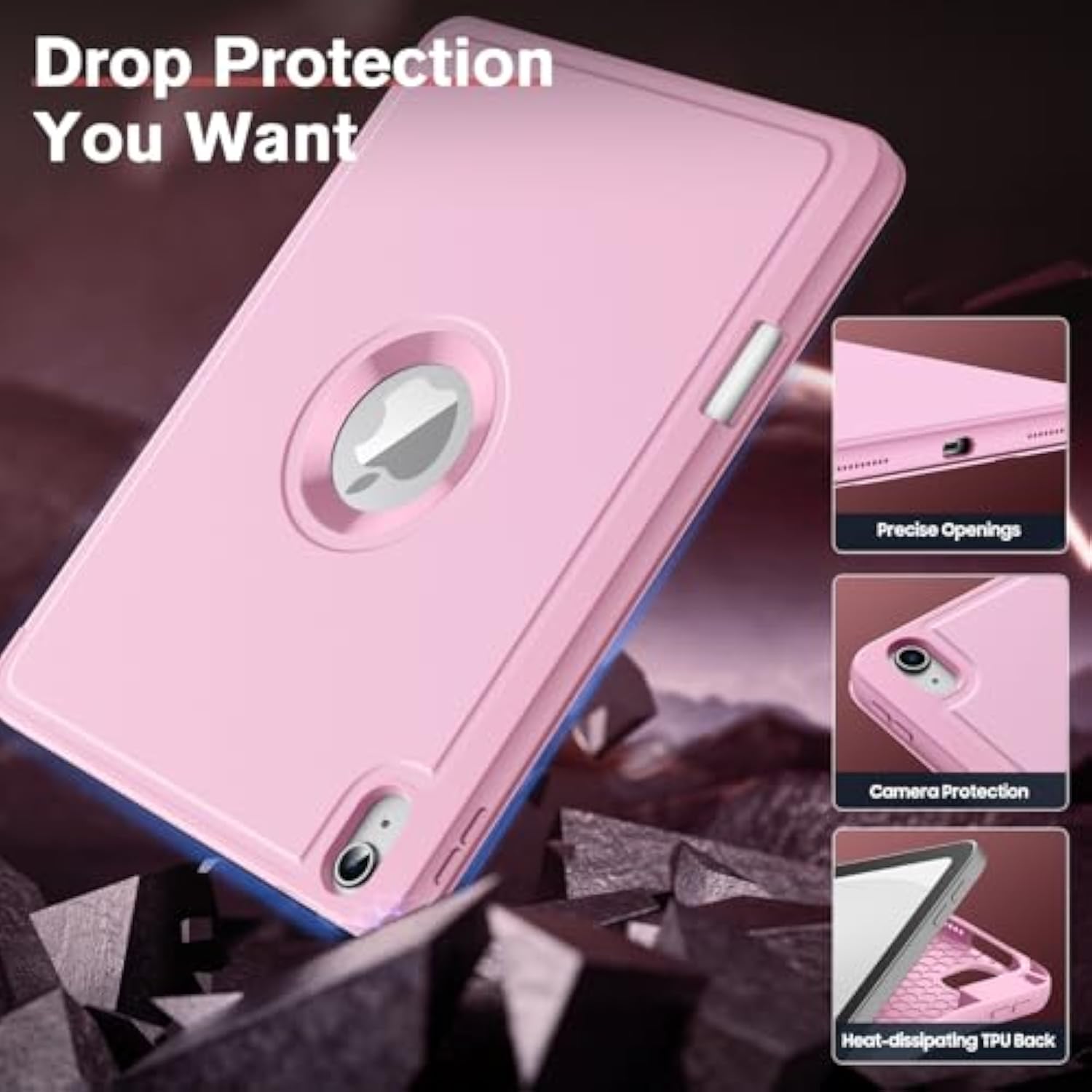 Moko For (A16) 11Th Generation 2025 11-Inch/10Th Generation 10Th 2022 10.9 Inch Case With Pencil Holder, Smart Trifold Protective Case With Soft Tpu Back Stand Cover, Auto Wake/Sleep, Pink
