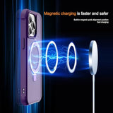 Compatible With Iphone 12 Pro Max Case & Iphone 13 Pro Max Case With Invisible Magnetic O-Ring Stand Translucent Phone Cases 6.7" [Compatible With Mag-Safe][Great Grip Feeling], Purple