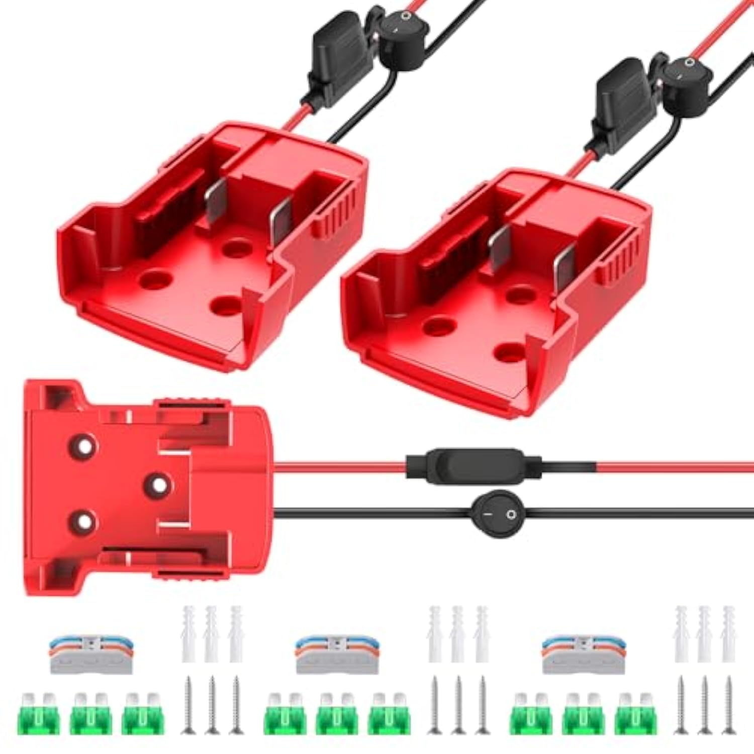 3 Packs Power Wheels Adapter For Milwaukee M18 Battery Adapter 18V Power Wheels Battery Conversion Kit With Switch, Fuse & Wire Terminals, 12Awg Wire, Power Connector For Diy Rc Car Toys And Robotics