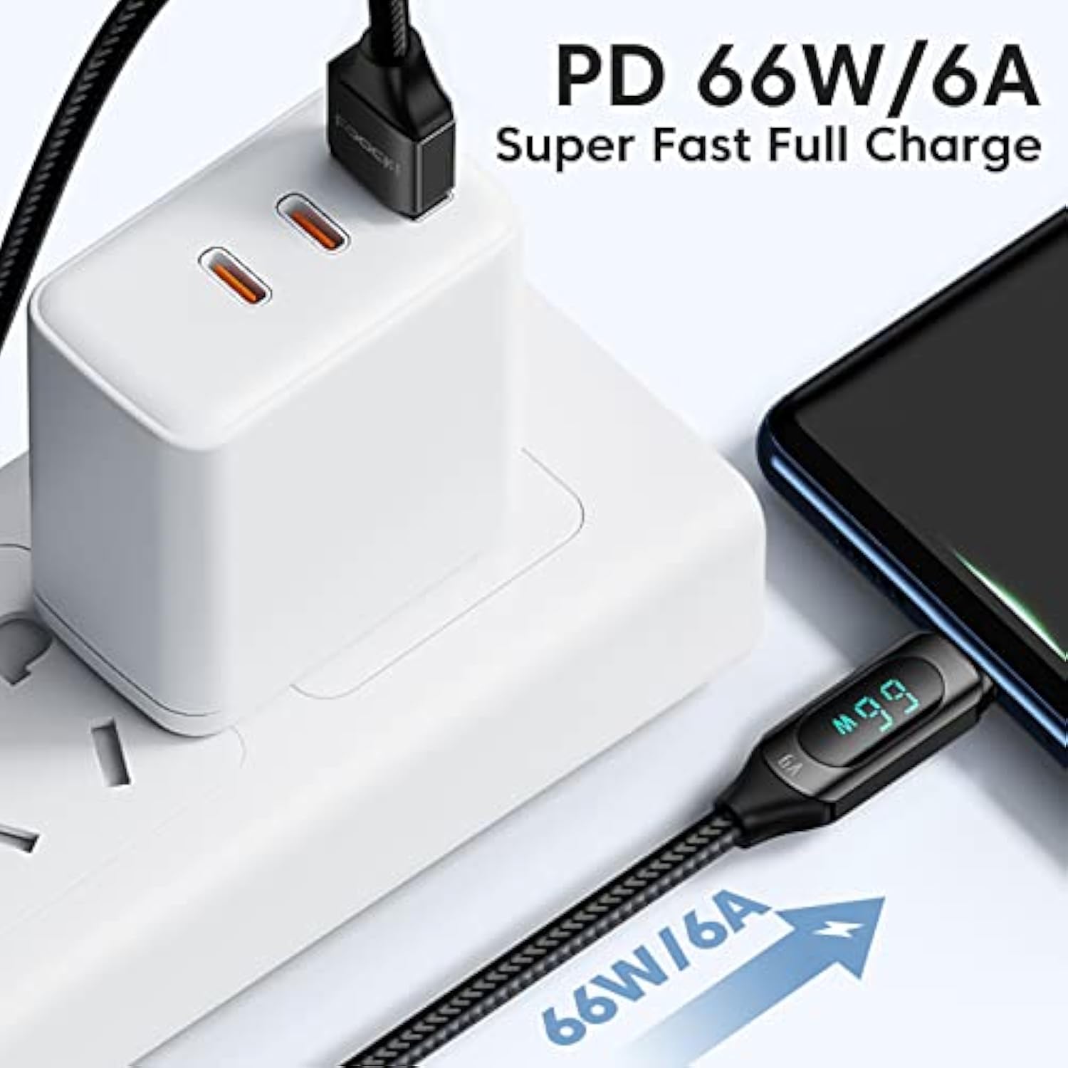 6.6Ft Usb A To Usb C Cable - Type C Charger, Fast Charging 5A Pd 100W, Led Display, 480Mbps Data, Nylon Braided For Ipad Pro 12.9In & 11In