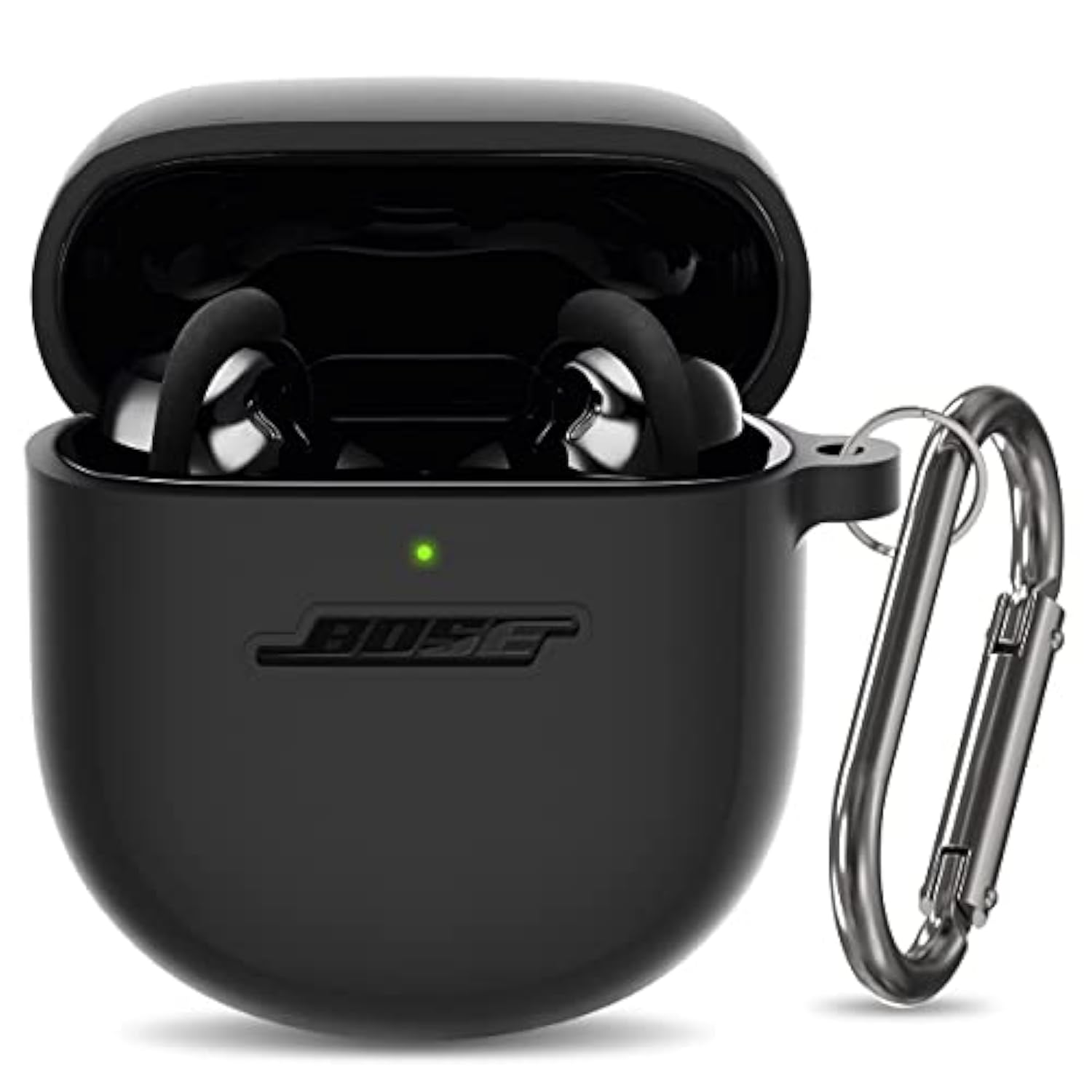 Silicone Case For Bose Quietcomfort Earbuds Ii (2022) & Quietcomfort Ultra Case (2023), Shockproof Protective Cover For Bose Earbuds Accessories With Keychain For Men Women (Black)