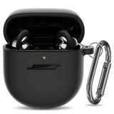 Silicone Case For Bose Quietcomfort Earbuds Ii (2022) & Quietcomfort Ultra Case (2023), Shockproof Protective Cover For Bose Earbuds Accessories With Keychain For Men Women (Black)