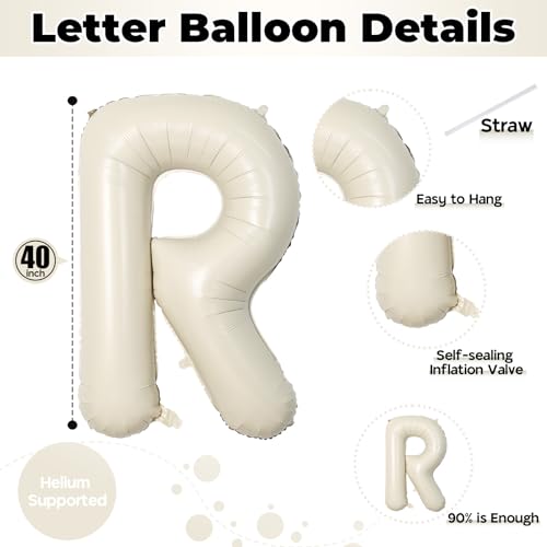 40 Inch Beige MR & MRS Balloons for Wedding Decor, Large Cream Mr and Mrs Foil Balloon Letter, Ivory White Sand Mr to Mrs Banner Sign for Bride Groom Engagement Couple Sweetheart Party Decorations