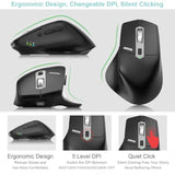 Multi-Device Wireless Bluetooth Mouse With Nano Usb-A, Usb-C Receiver Ergonomi