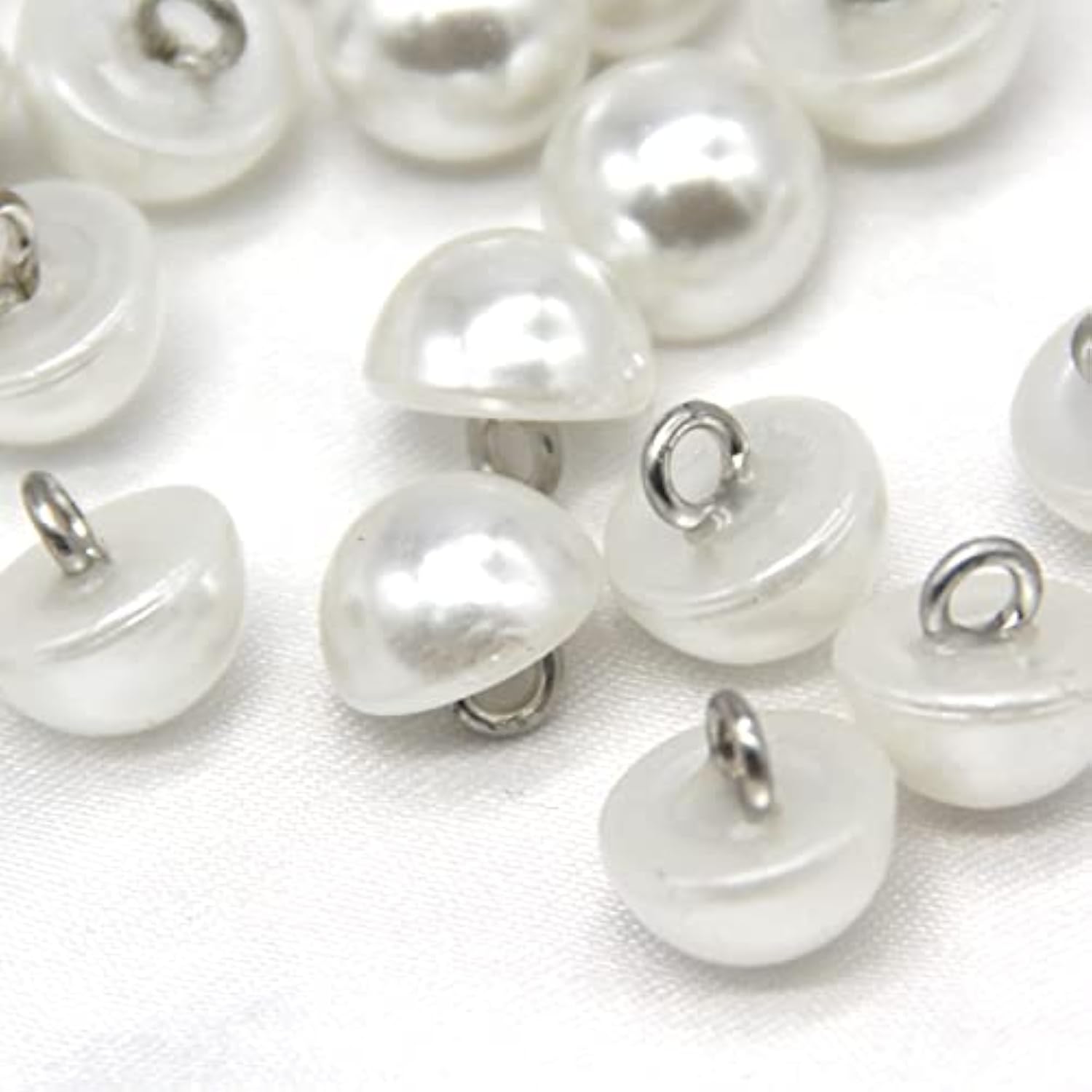 10Mm Half Domed Pearl Buttons, Semi-Circle White Faux Pearl Buttons Fo