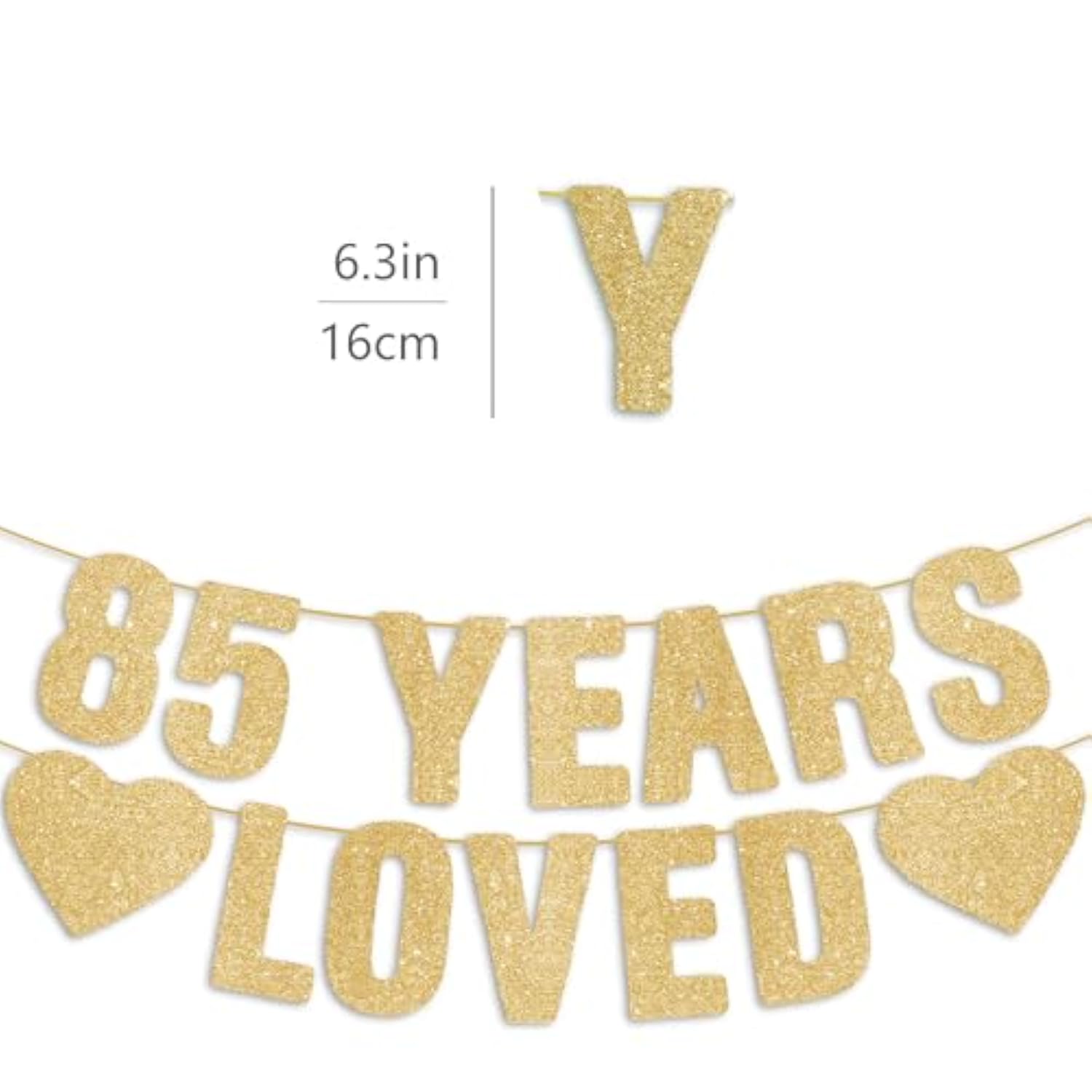 Pre-Strung 85th Birthday Banner Gold Glitter Funny 85th Birthday Party Decor
