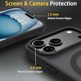 Magnetic Phone Case for iPhone 17 Pro Max with Screen Protector - Mil-Grade Drop Protection, Magsafe Compatible, Shockproof, Slim, Translucent Matte Finish, Black