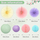 16 Pcs Spring Hanging Decorations With Spring Banner, Pastel Paper Fans, Lanterns & Honeycomb Balls – Spring Decorations For Office, Classroom, Baby Shower, Wedding & Easter Wall Decor