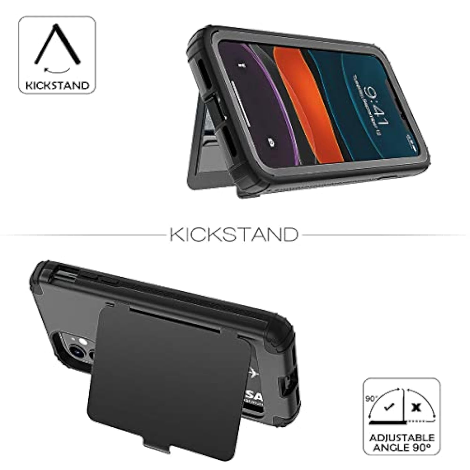 For Iphone 11 Wallet Case Defender Wallet Credit Card Holder Cover With Hidden Mirror Three Layer Shockproof Heavy Duty Protection All-Round Armor Protective Case For Iphone 11 Black