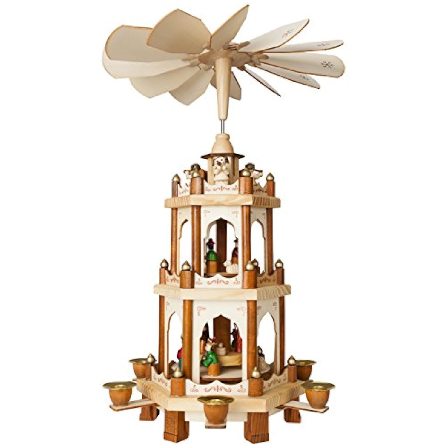 Wooden Christmas Pyramid - 18 Inches - 3 Tier Carousel - Nativity Play
