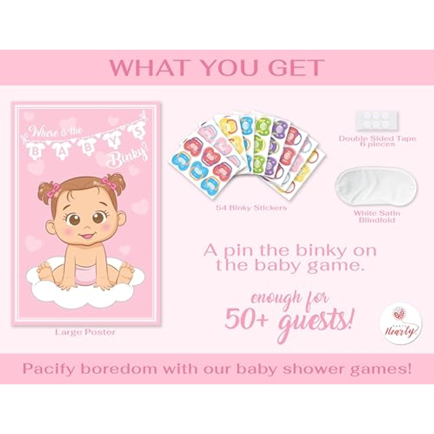 Funny Baby Shower Games For Girl - Pink Pin The Pacifier On The Baby Game, Where Is The Baby'S Binky
