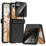 For Motorola Moto Razr 2024 Case/Razr 2025 Case, [Privacy Screen Protector & Hinge Protection] Slim Matte Pc Full Body Shockproof Rugged Durable Protective Cover For Razr 2024/2025, Black