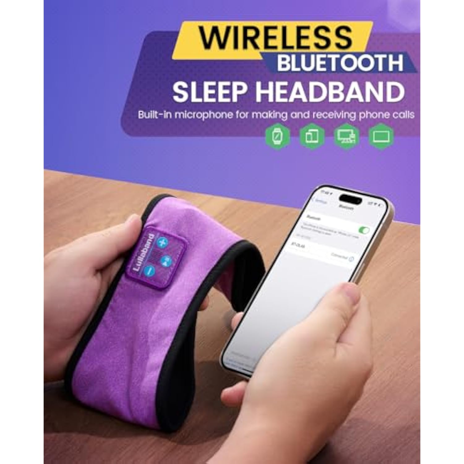 Sleep Headphones, Wireless Bluetooth Sports Headband Headphones With Built In