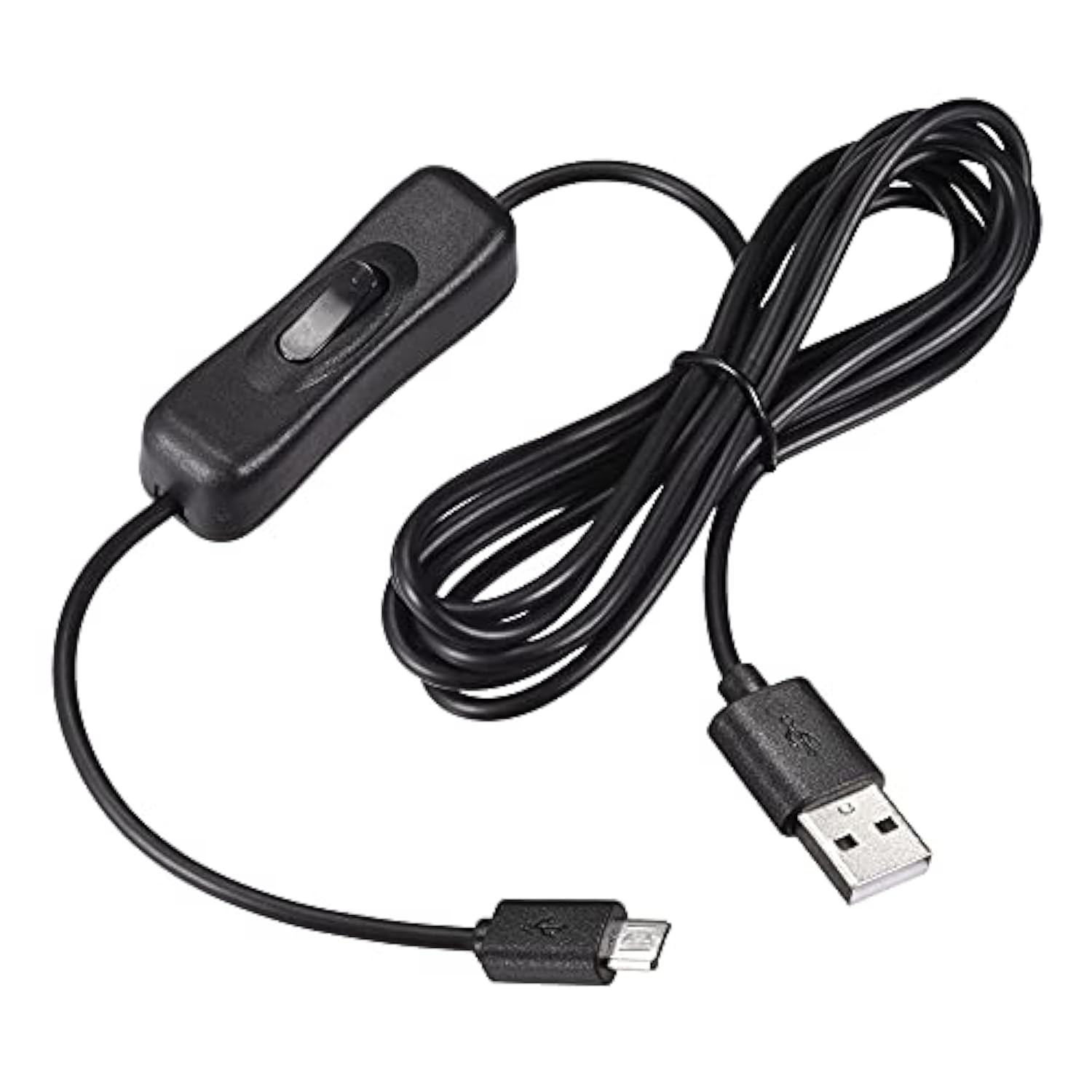 Usb Cable With On/Off Switch, Usb Male To Micro Usb Male Extension Cord 2M Bla