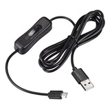 Usb Cable With On/Off Switch, Usb Male To Micro Usb Male Extension Cord 2M Bla