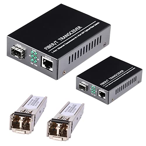 A Pair Of Fiber Transceiver, 1.25G/S Bidi Gigabit Multi-Mode Sfp Ethernet Media Converter With 2Pcs Lc Dual Module Included, 10/100/1000Base-Tx To 1000Base-Sx Smf Rj45 To Sfp Slot Up To 550M