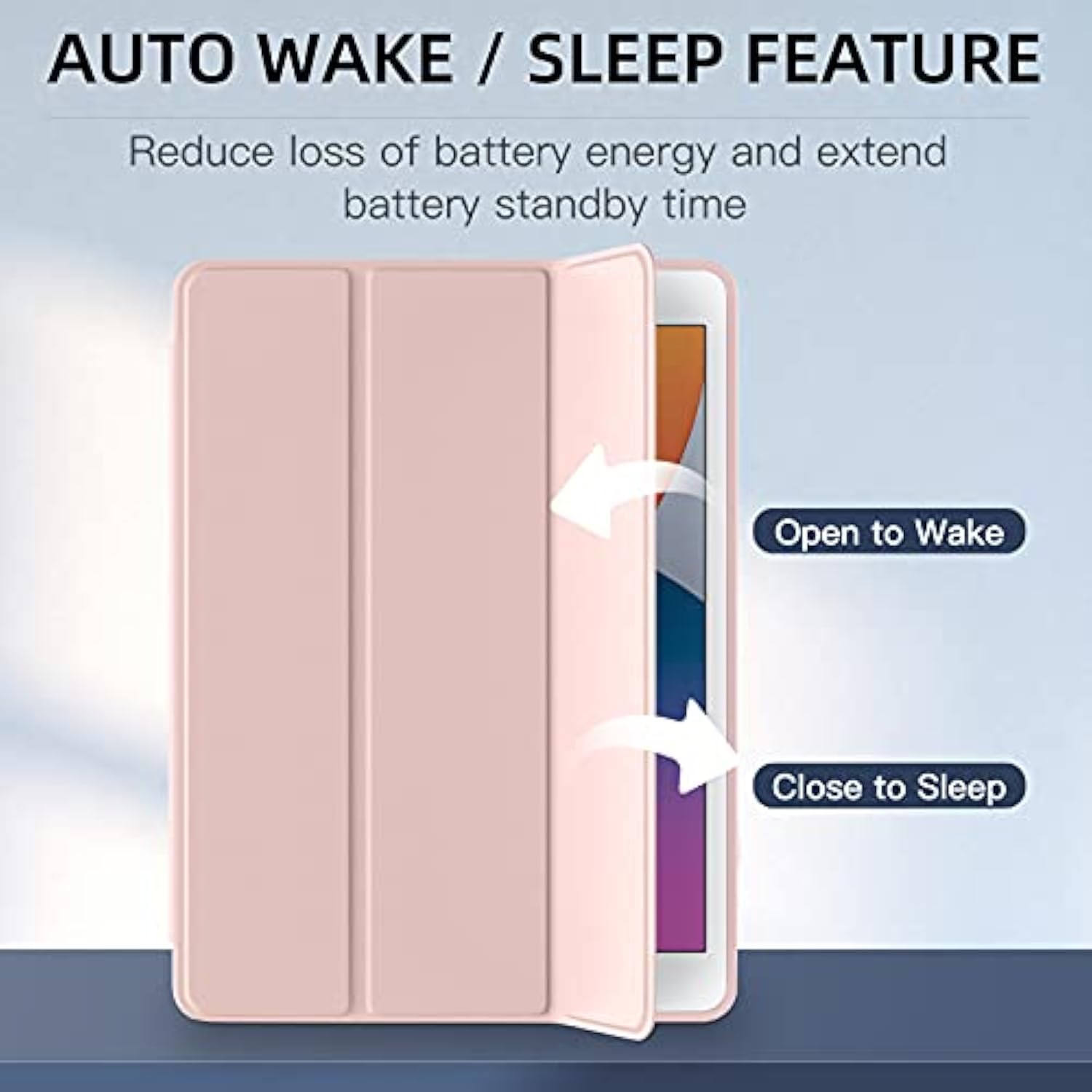 Compatible With 9Th/8Th/7Th Generation Case, For 10.2 Inch Case With Pencil Holder, Tpu Smart Stand Back Cover 2021/2020/2019, Auto Wake/Sleep, Rose Pink