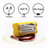 (4-Pack) 4.8V 800Mah Bl93Nc487 Ni-Cd Battery Replacement For Emergi-Lite Bl93Nc487, Exit Light Co Baa-48R Baa48R, Interstate Nic0186, Dantona Custom-43 Custom43, Osi Osa-126 Osa126 Bl93Nc484 Bl93Nc485