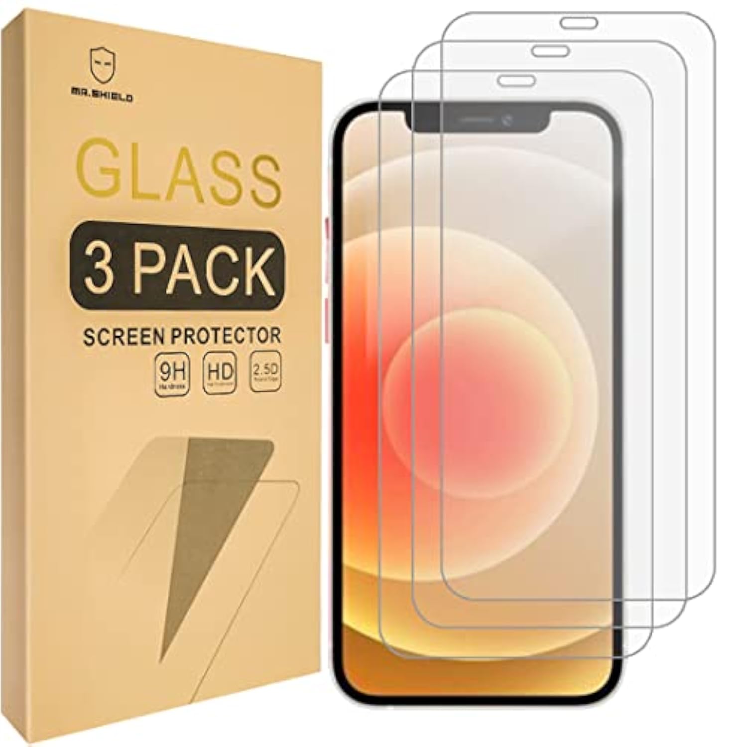 Screen Protector Compatible With Iphone 12 / Iphone 12 Pro [Cover Full Screen Version] [3 Pack] Tempered Glass Screen Protector
