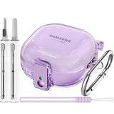 For Samsung Galaxy Buds Pro 2 Case/Galaxy Buds Fe Case/Galaxy Buds 2/Galaxy Buds Pro/Galaxy Buds Live,With Safety Lock Housing,Accessories With Keychain/Silicone Wrist Strap - Purple