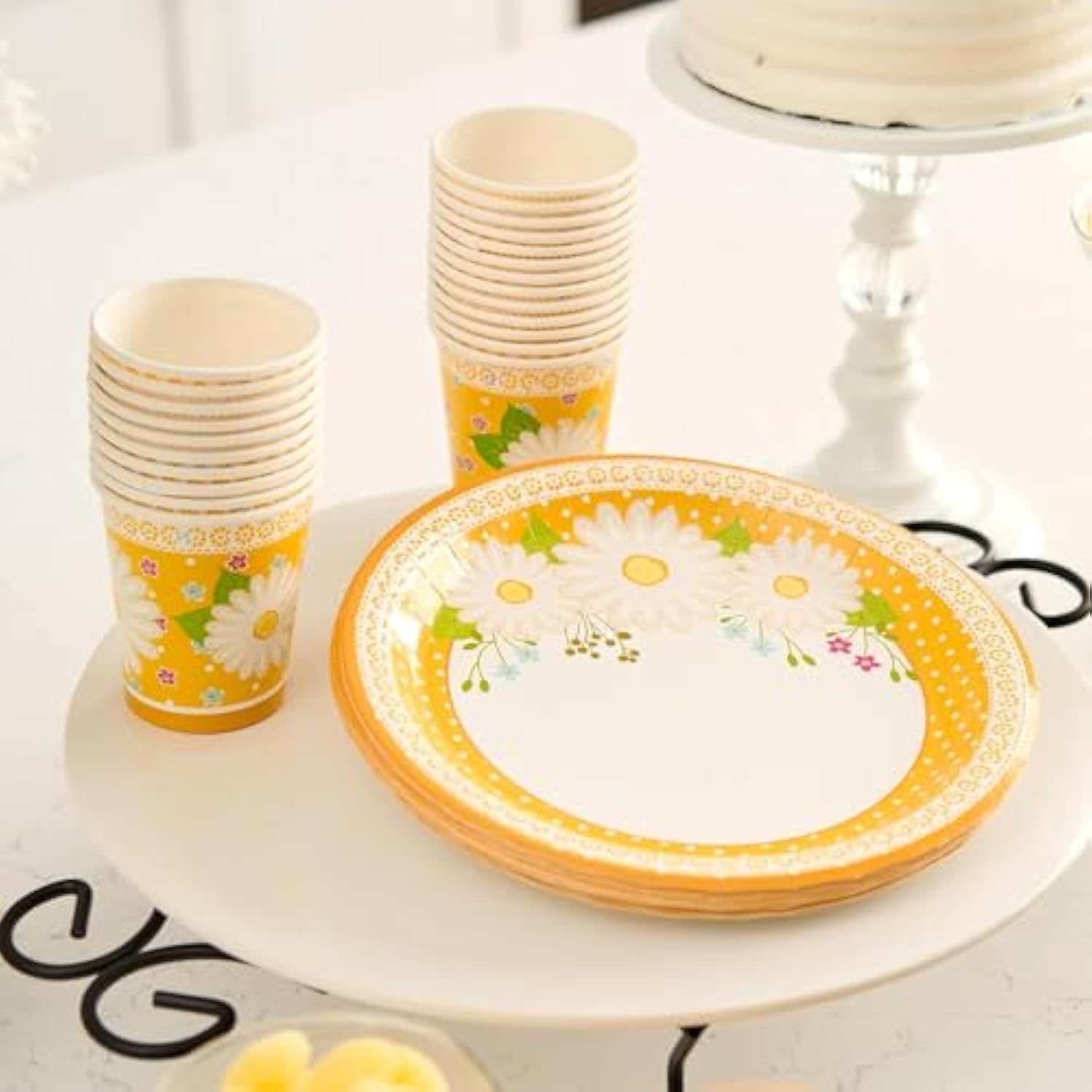 Daisy Paper Plates & Napkins Set for Birthday, Mother’s Day, Easter - 24 pcs