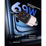 Retractable Car Charger, 4 In 1 Fast Car Phone Charger 69W, 2 Retractable Cables And 2 Usb Port, Compatible With Iphone 16/15/14/13/12/11,Galaxy,Pixel