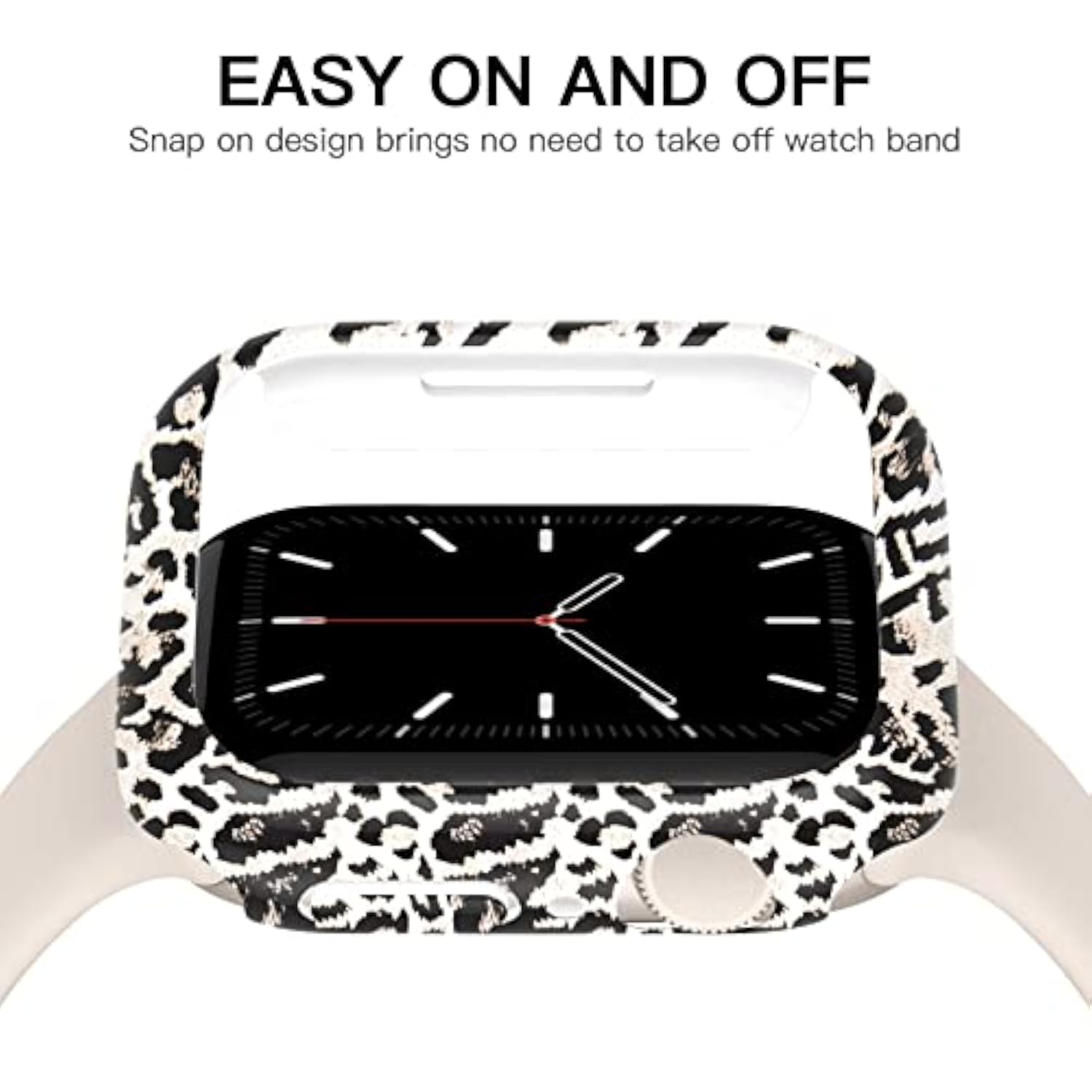 Leopard Patterned Ultra-Thin Hard PC Bumper Case for Apple Watch Series 7/8/9 45mm, Shockproof Edge Protective Cover Frame, No Screen Protector Included