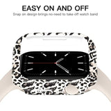Leopard Patterned Ultra-Thin Hard PC Bumper Case for Apple Watch Series 7/8/9 45mm, Shockproof Edge Protective Cover Frame, No Screen Protector Included
