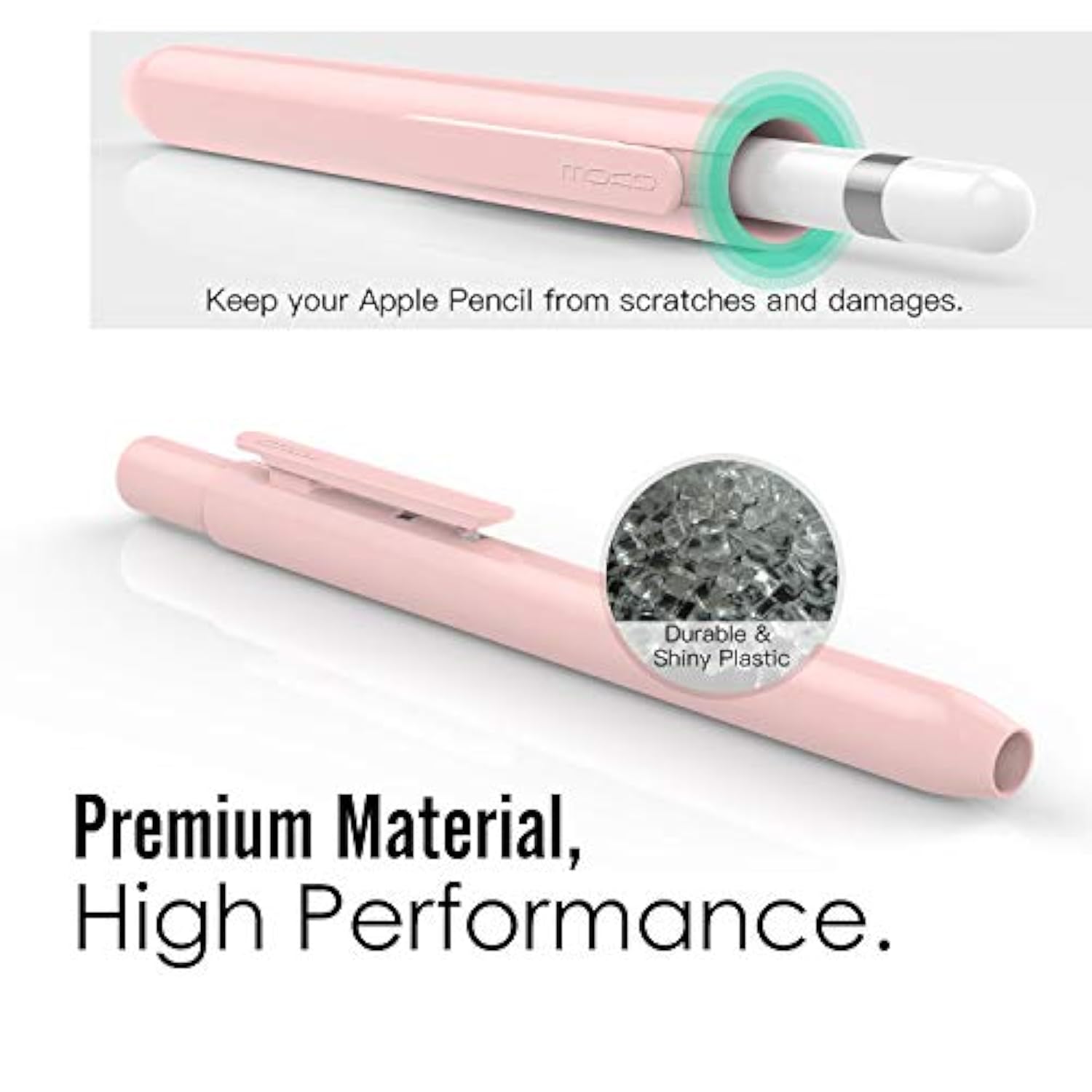 MoKo Holder Case for Apple Pencil 1st Generation, Retractable Apple Pencil 1st Case Protective iPad Pencil Sleeve Skin Cover with Sturdy Clip, Pink