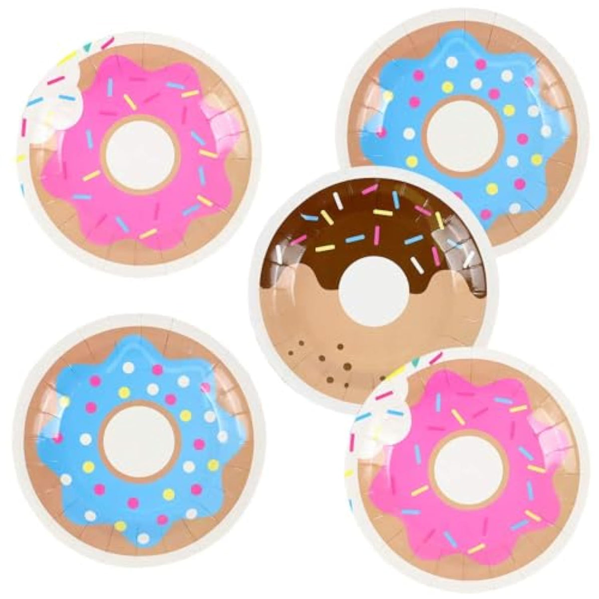 50 Pcs Donut 7 Inch Disposable Paper Dessert Plates For Donut Birthday Party Decoration (Donut)