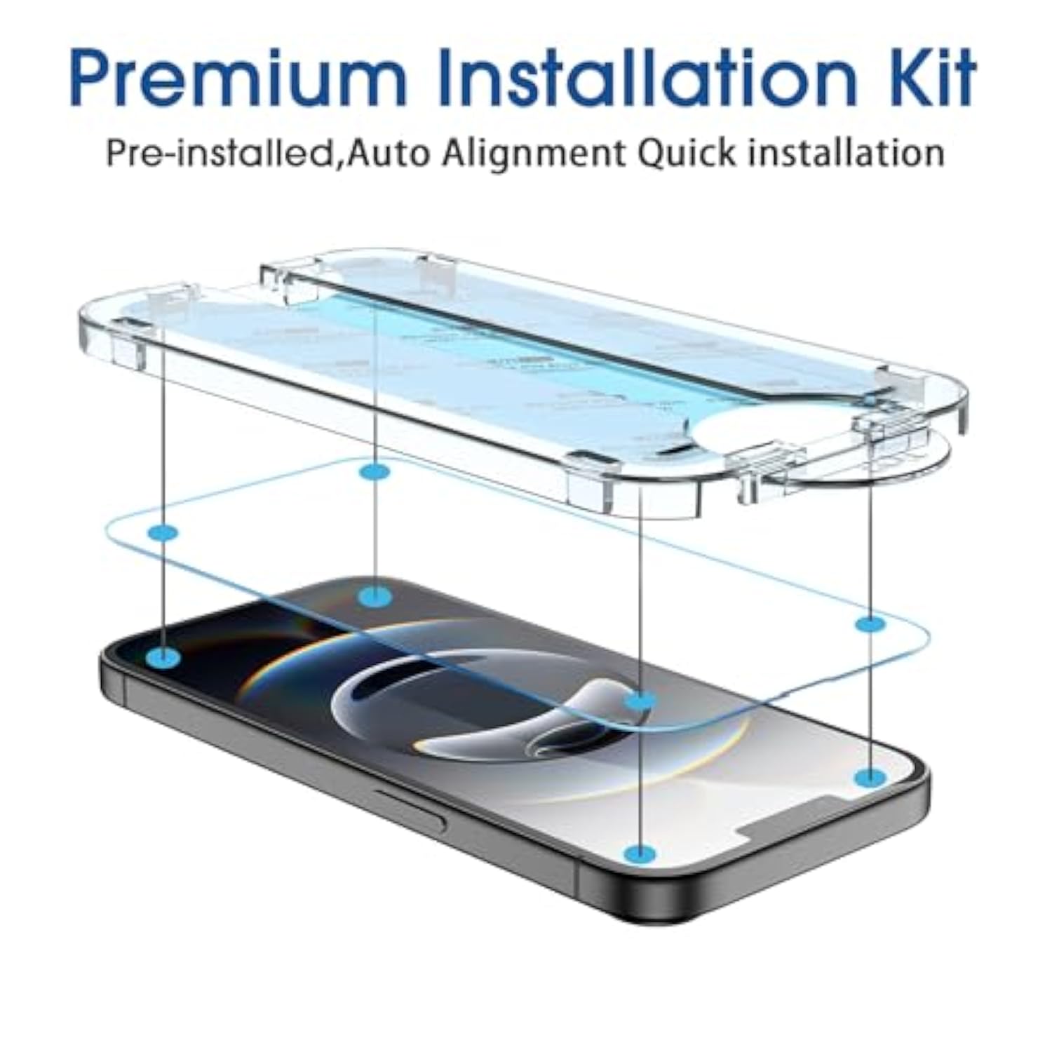Amfilm Auto-Alignment Onetouch For 16E [6.1''] Screen Protector + Camera Lens Protector, Tempered Glass, 30 Seconds Installation, Bubble Free, Case Friendly, Anti-Scratch [2+2 Pack]
